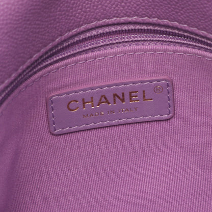 マトラッセ スモールフラップ チェーンショルダーバッグ キャビアスキン パープル ゴールド金具 シャネル バッグ CHANEL