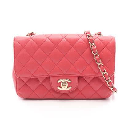 ミニマトラッセ20 チェーンショルダーバッグ キャビアスキン ピンク ゴールド金具 シャネル バッグ CHANEL