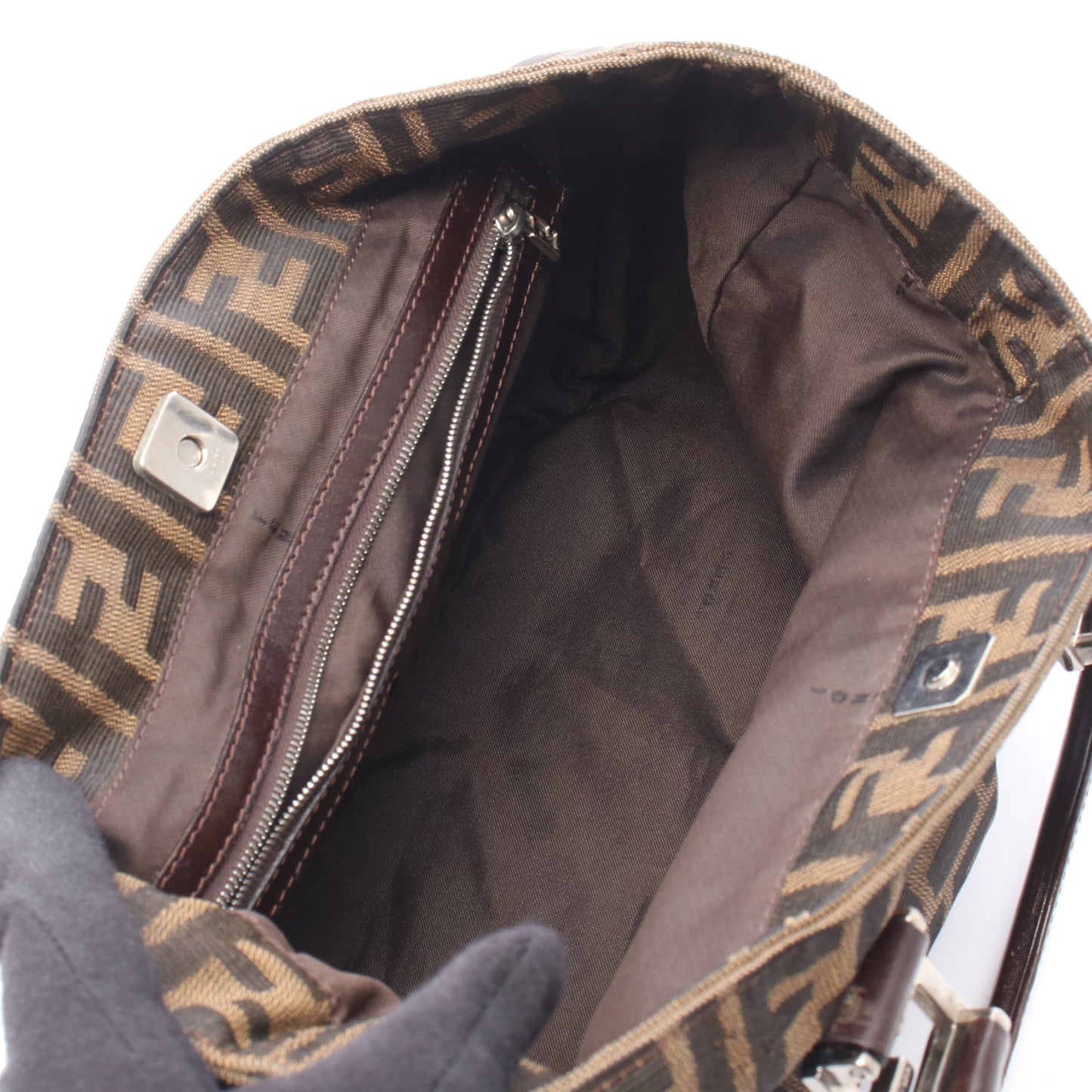 ズッカ ハンドバッグ トートバッグ キャンバス レザー ブラウン ブラック フェンディ バッグ FENDI
