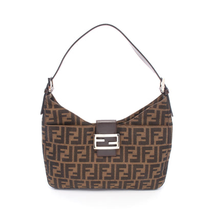 ズッカ ワンショルダーバッグ キャンバス レザー ブラウン ブラック フェンディ バッグ FENDI