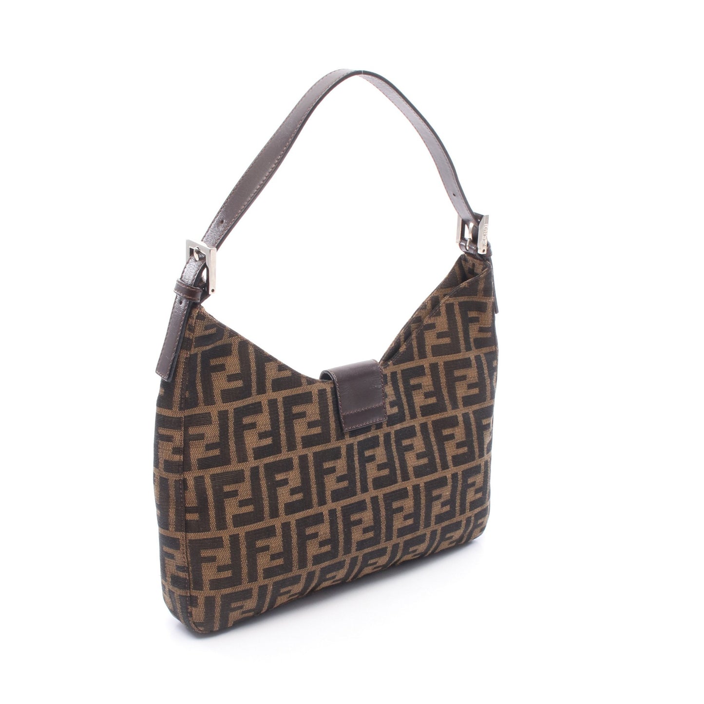 ズッカ ワンショルダーバッグ キャンバス レザー ブラウン ブラック フェンディ バッグ FENDI