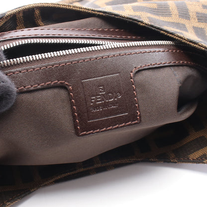 ズッカ ワンショルダーバッグ キャンバス レザー ブラウン ブラック フェンディ バッグ FENDI