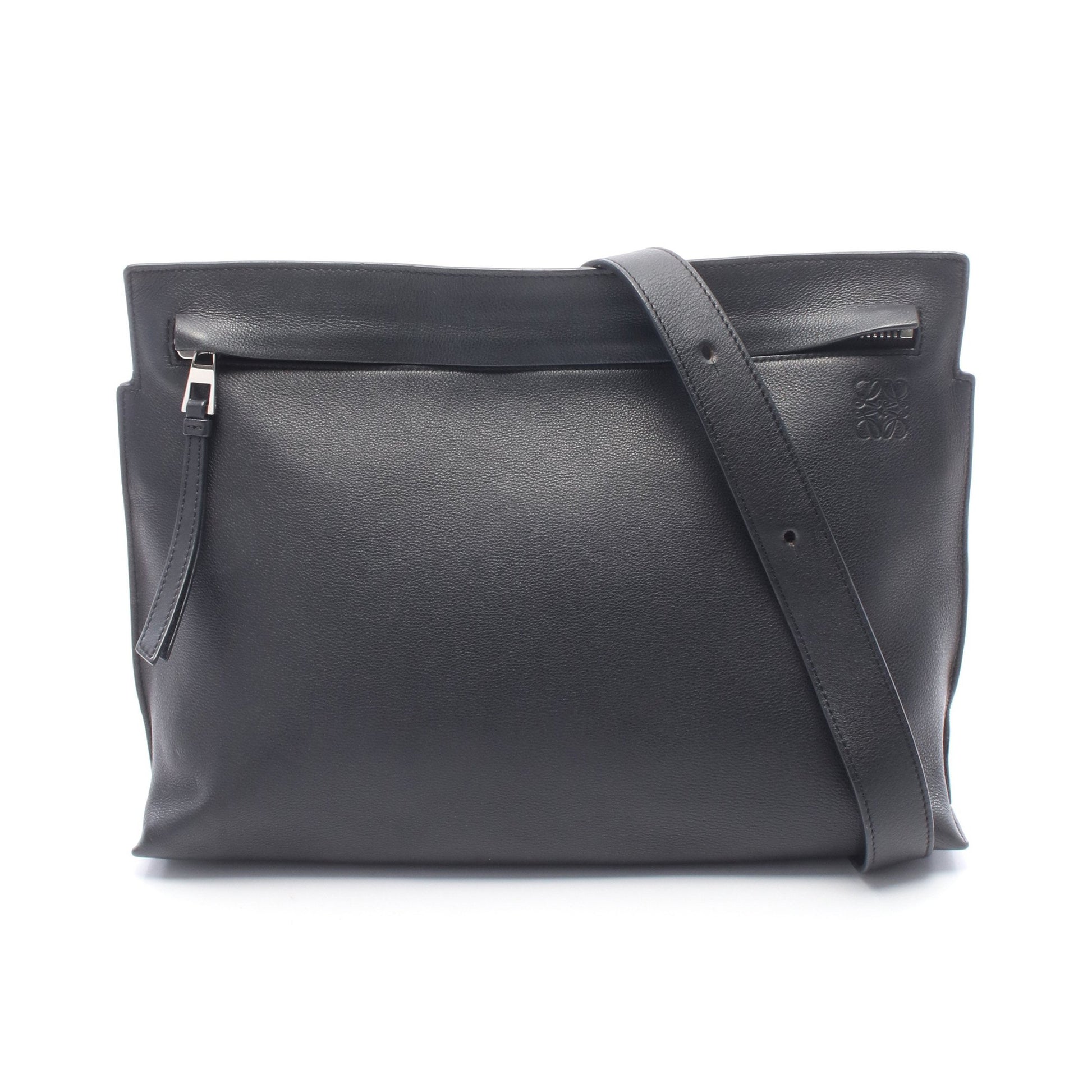 T MESSENGER メッセンジャー ショルダーバッグ レザー ブラック ロエベ バッグ LOEWE