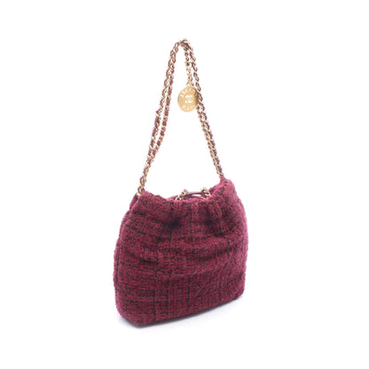 CHANEL 22 ミニ チェーンショルダーバッグ ツイード レザー ボルドー ブラック ゴールド金具 シャネル バッグ CHANEL