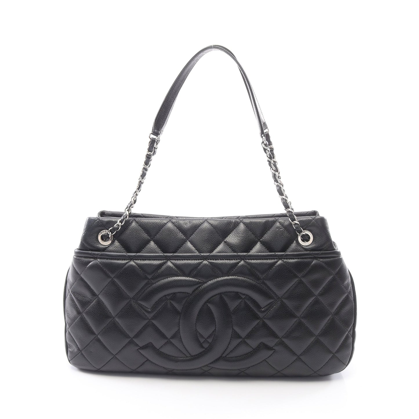 マトラッセ チェーンショルダーバッグ チェーントートバッグ キャビアスキン ブラック シルバー金具 シャネル バッグ CHANEL