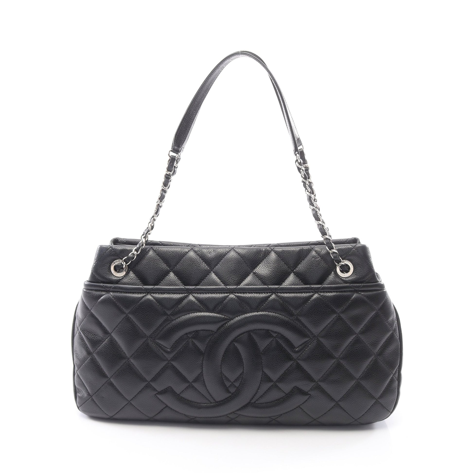 マトラッセ チェーンショルダーバッグ チェーントートバッグ キャビアスキン ブラック シルバー金具 シャネル バッグ CHANEL