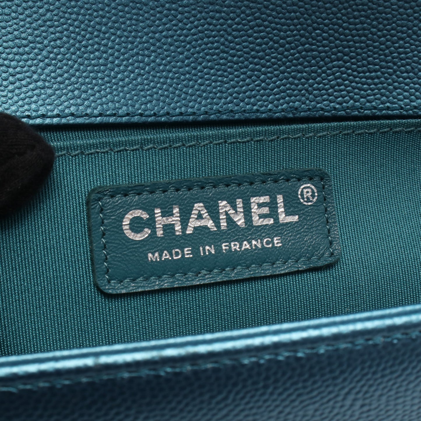 ボーイシャネル メタリック チェーンショルダーバッグ キャビアスキン ブルー シルバー金具 シャネル バッグ CHANEL