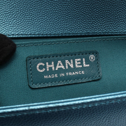 ボーイシャネル メタリック チェーンショルダーバッグ キャビアスキン ブルー シルバー金具 シャネル バッグ CHANEL