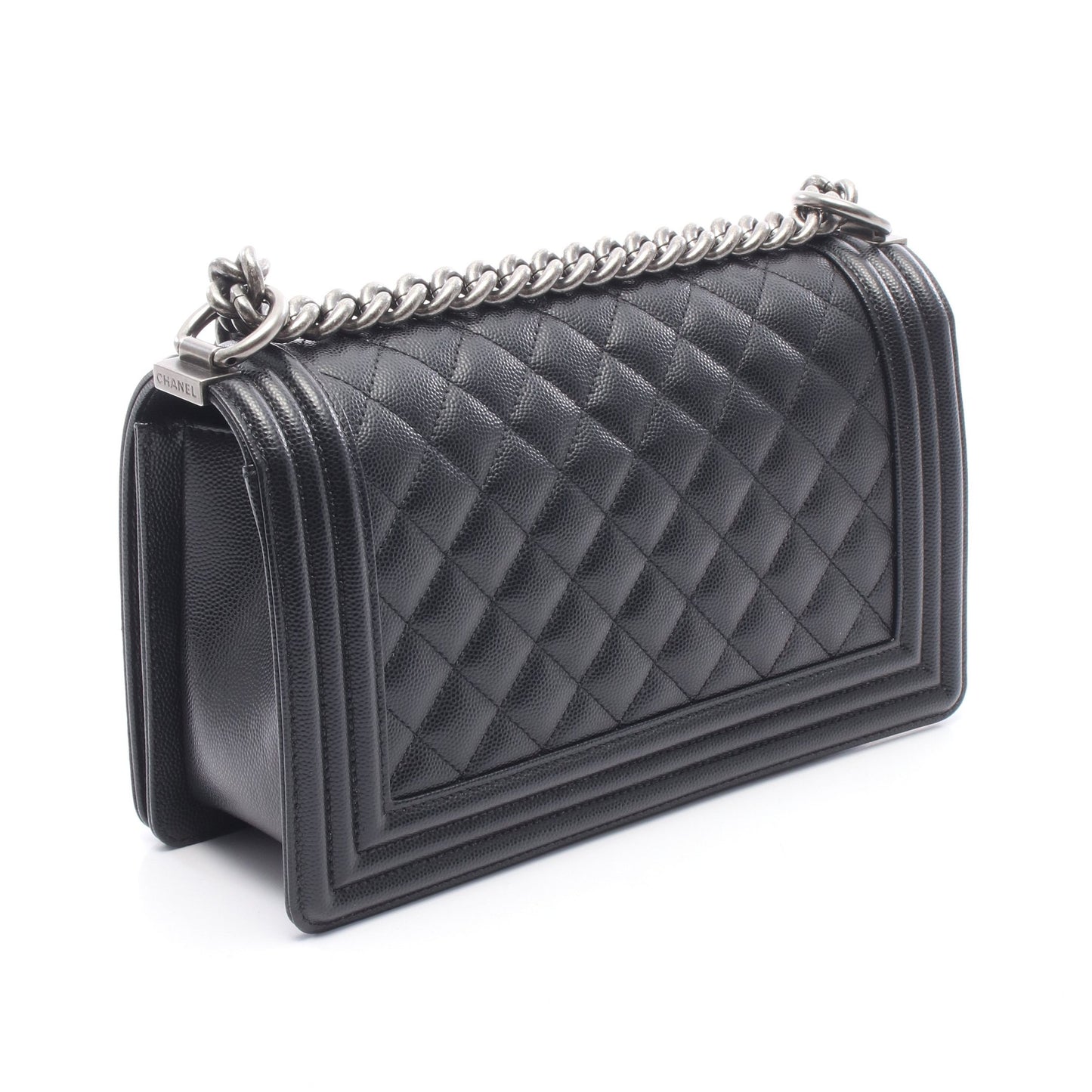 ボーイシャネル チェーンショルダーバッグ キャビアスキン ブラック シルバー金具 シャネル バッグ CHANEL