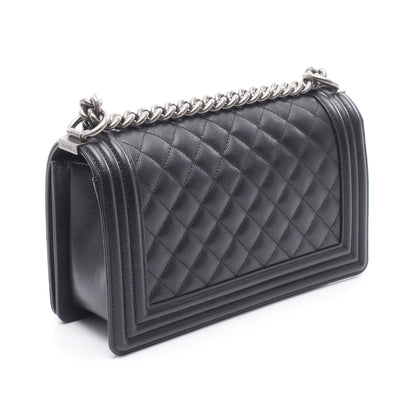 ボーイシャネル チェーンショルダーバッグ キャビアスキン ブラック シルバー金具 シャネル バッグ CHANEL