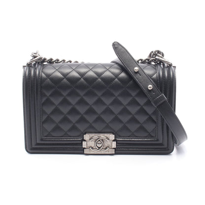 ボーイシャネル チェーンショルダーバッグ キャビアスキン ブラック シルバー金具 シャネル バッグ CHANEL