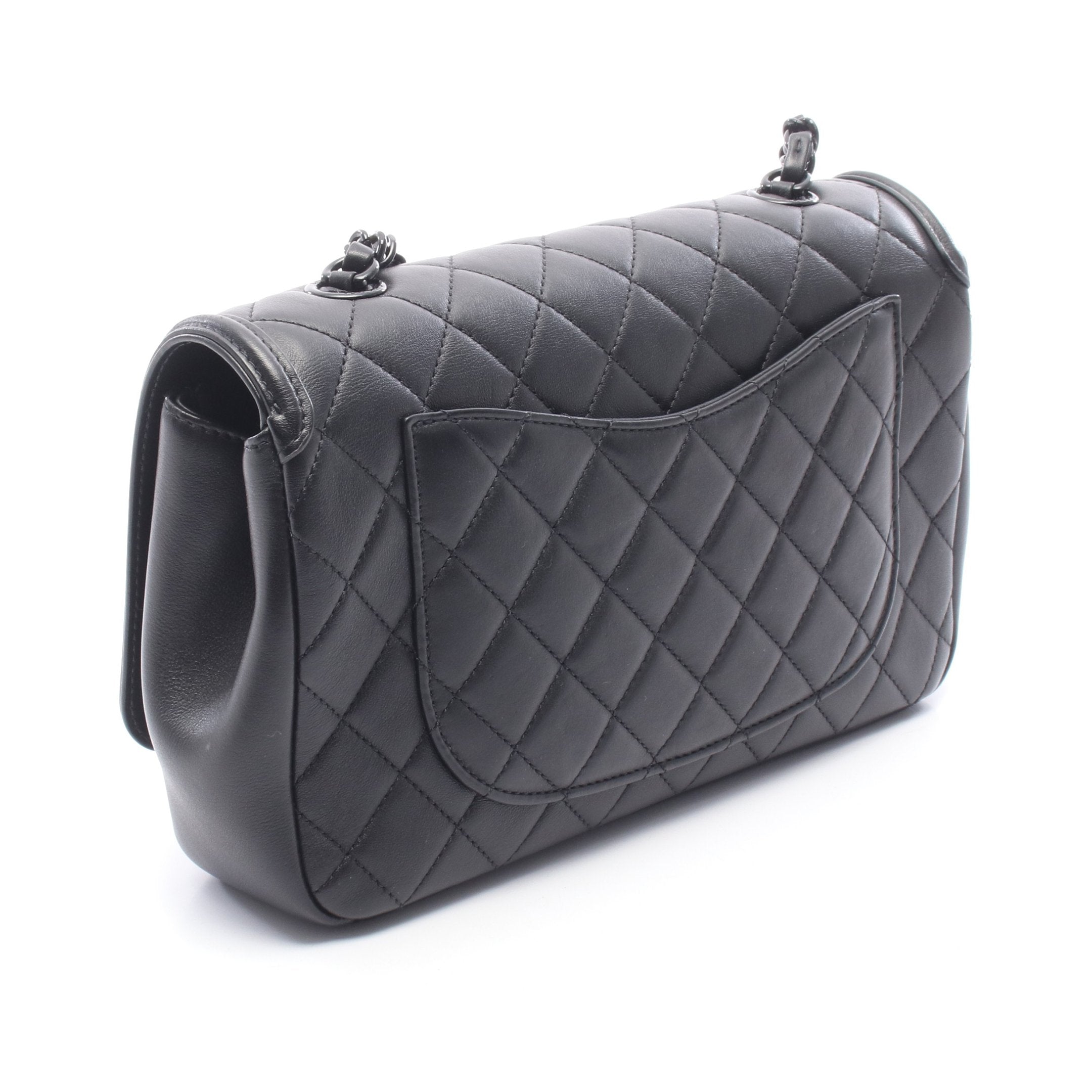 ジャンク品CHANEL ノベルティ　ショルダーブラックレザー バッグ　マトラッセ マトラッセ チェーンショルダーバッグ レザー ブラック ブラック金具