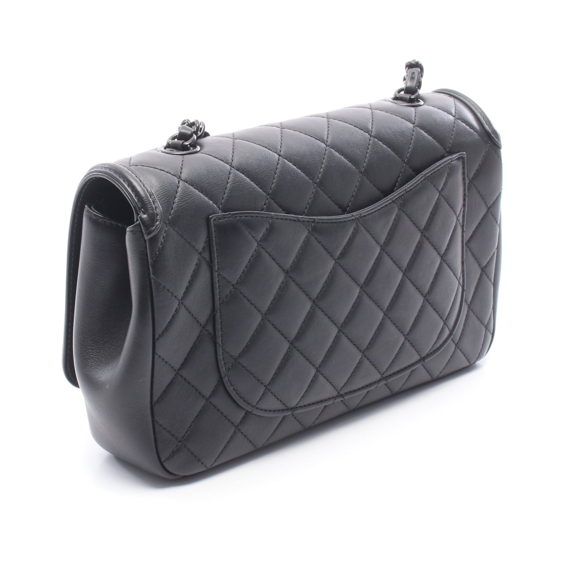 マトラッセ チェーンショルダーバッグ レザー ブラック ブラック金具 シャネル バッグ CHANEL
