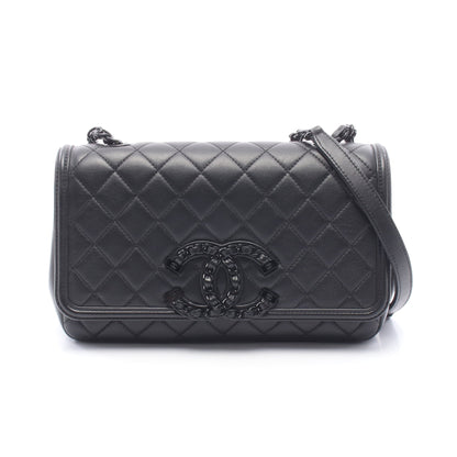 マトラッセ チェーンショルダーバッグ レザー ブラック ブラック金具 シャネル バッグ CHANEL