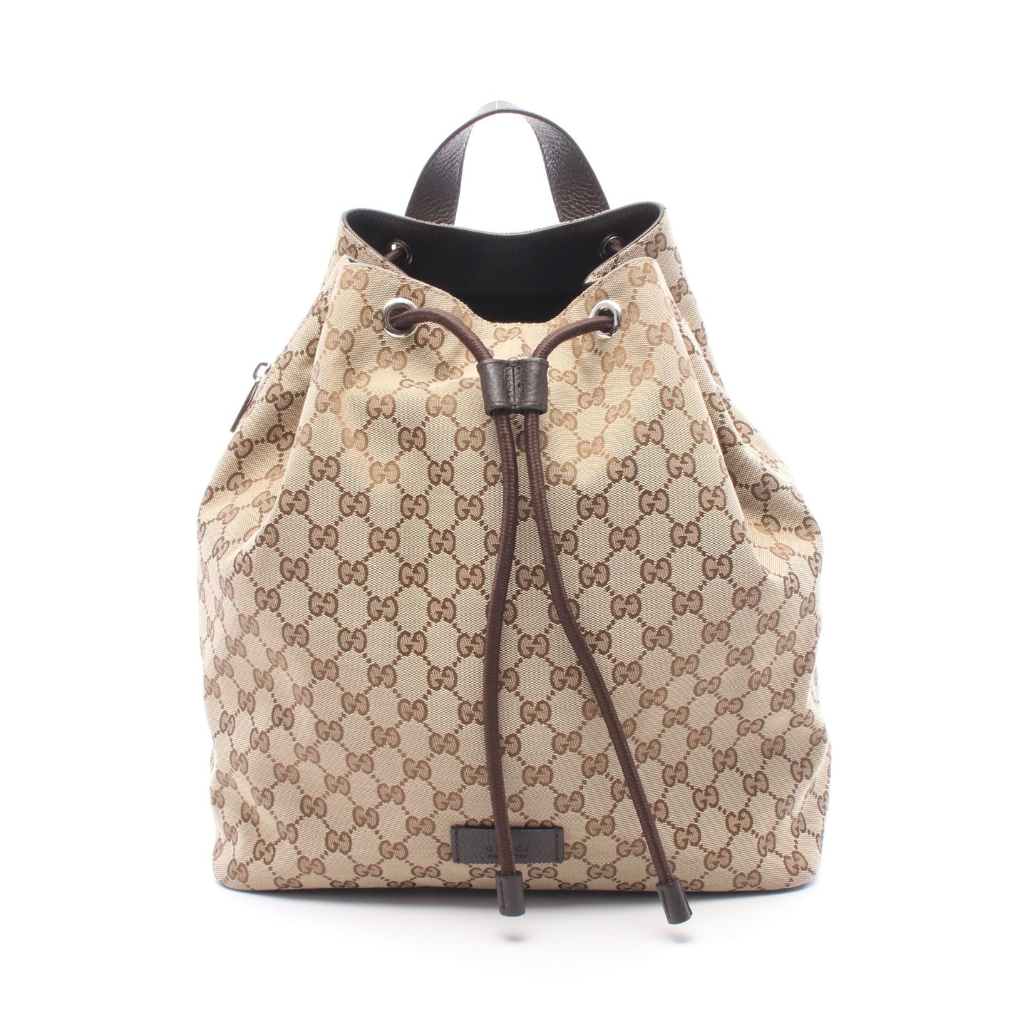 GGキャンバス バックパック リュックサック キャンバス レザー ベージュ ダークブラウン グッチ バッグ GUCCI