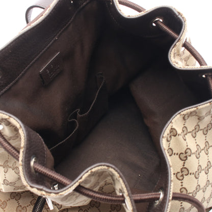 GGキャンバス バックパック リュックサック キャンバス レザー ベージュ ダークブラウン グッチ バッグ GUCCI
