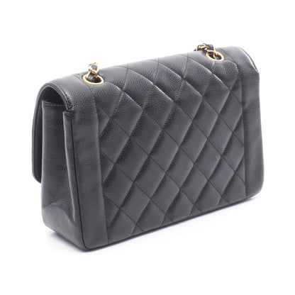 マトラッセ ダイアナフラップ チェーンショルダーバッグ キャビアスキン ブラック ゴールド金具 シャネル バッグ CHANEL
