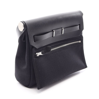 エールバッグジップ ミニ ショルダーバッグ トワルミリタリー ヴァッシュハンター ブラック シルバー金具 K刻印 エルメス バッグ HERMES