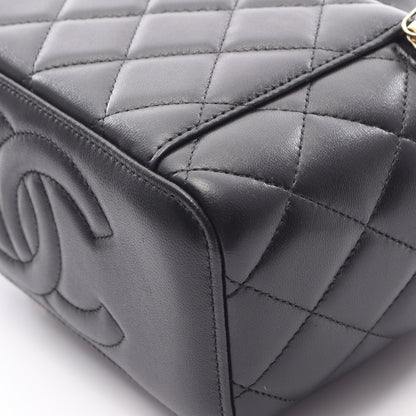 マトラッセ バニティバッグ 2WAY チェーンショルダーバッグ ラムスキン ブラック ゴールド金具 シャネル バッグ CHANEL