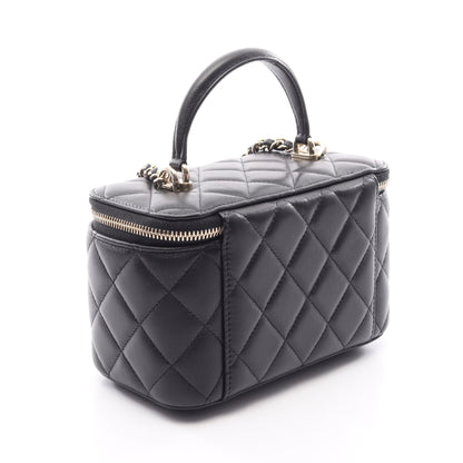 マトラッセ バニティバッグ 2WAY チェーンショルダーバッグ ラムスキン ブラック ゴールド金具 シャネル バッグ CHANEL