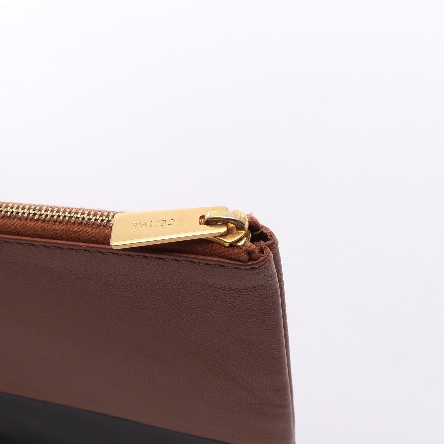ソロ バイカラー クラッチバッグ レザー ブラック ライトブラウン セリーヌ バッグ CELINE
