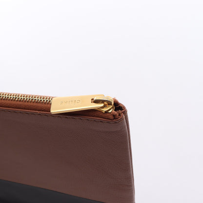 ソロ バイカラー クラッチバッグ レザー ブラック ライトブラウン セリーヌ バッグ CELINE