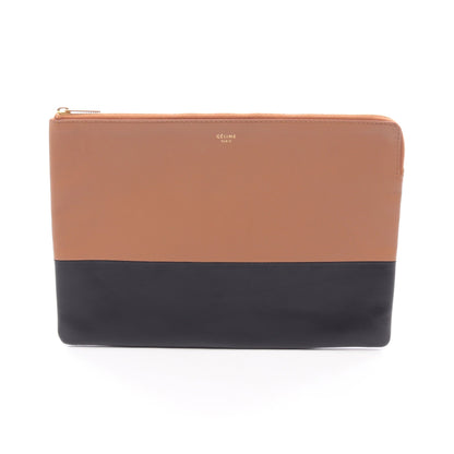 ソロ バイカラー クラッチバッグ レザー ブラック ライトブラウン セリーヌ バッグ CELINE
