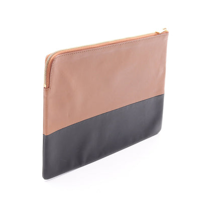 ソロ バイカラー クラッチバッグ レザー ブラック ライトブラウン セリーヌ バッグ CELINE