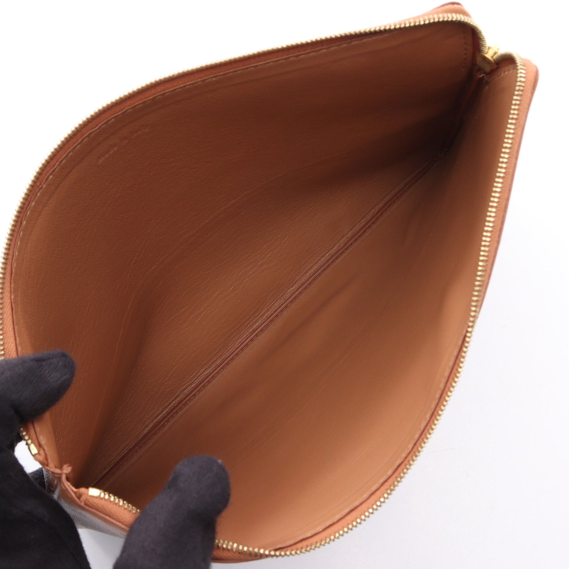 ソロ バイカラー クラッチバッグ レザー ブラック ライトブラウン セリーヌ バッグ CELINE