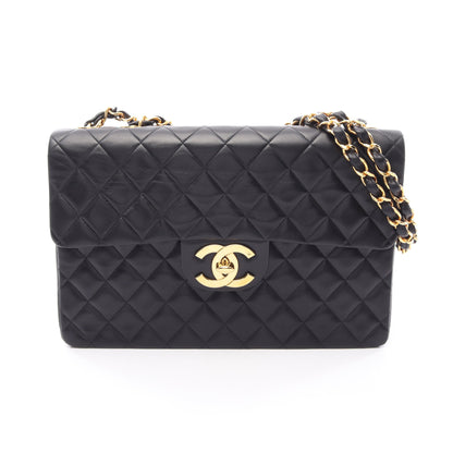 デカマトラッセ34 Wチェーンショルダーバッグ ラムスキン ブラック ゴールド金具 シャネル バッグ CHANEL