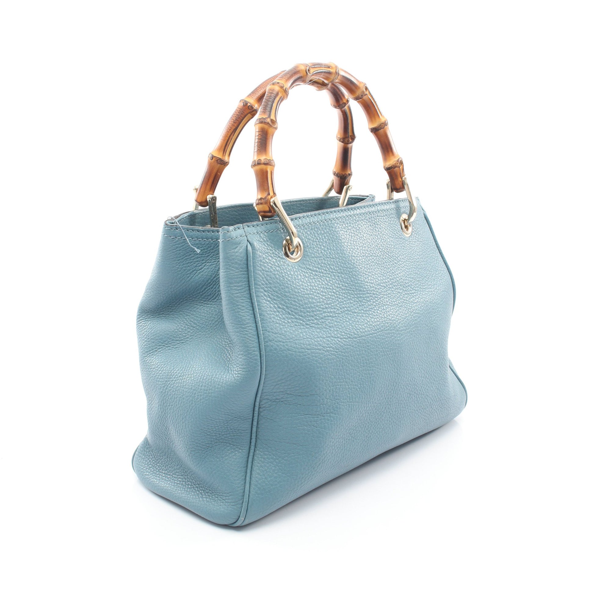 バンブー ショッパー スモール 2WAY ハンドバッグ レザー ブルー グッチ バッグ GUCCI