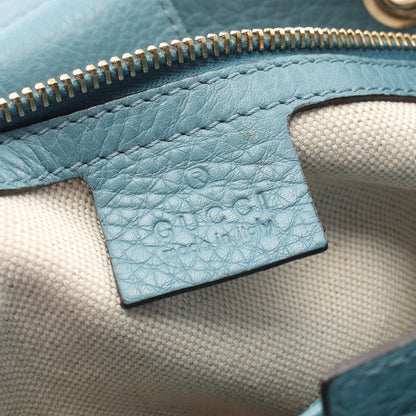 バンブー ショッパー スモール 2WAY ハンドバッグ レザー ブルー グッチ バッグ GUCCI