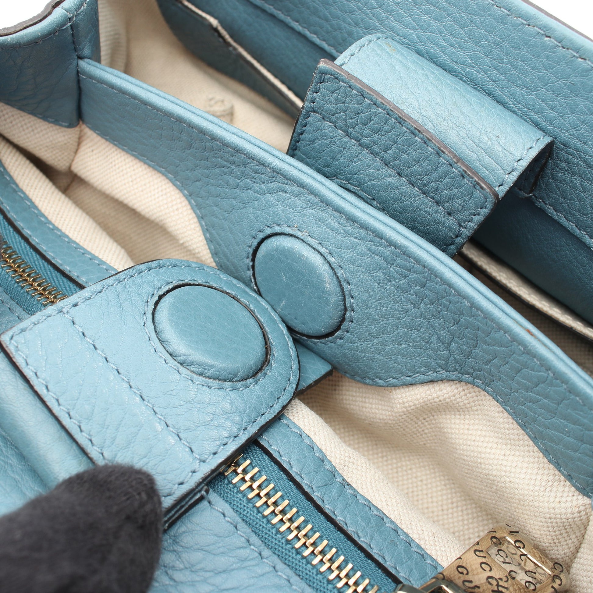 バンブー ショッパー スモール 2WAY ハンドバッグ レザー ブルー グッチ バッグ GUCCI