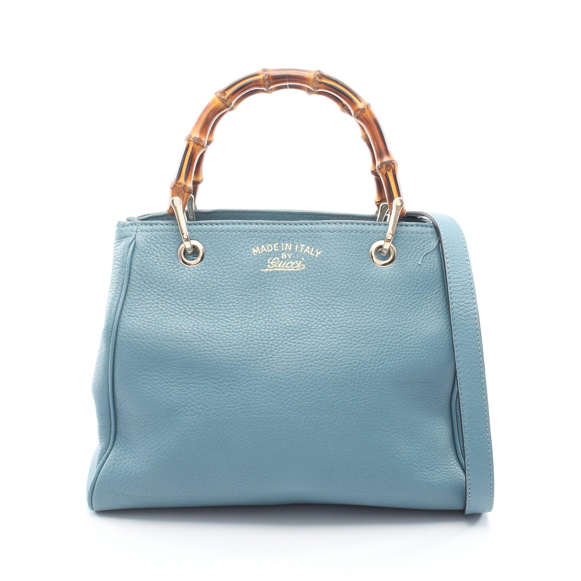 バンブー ショッパー スモール 2WAY ハンドバッグ レザー ブルー グッチ バッグ GUCCI