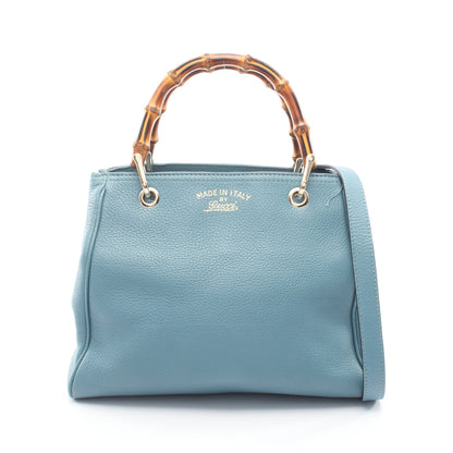 バンブー ショッパー スモール 2WAY ハンドバッグ レザー ブルー グッチ バッグ GUCCI