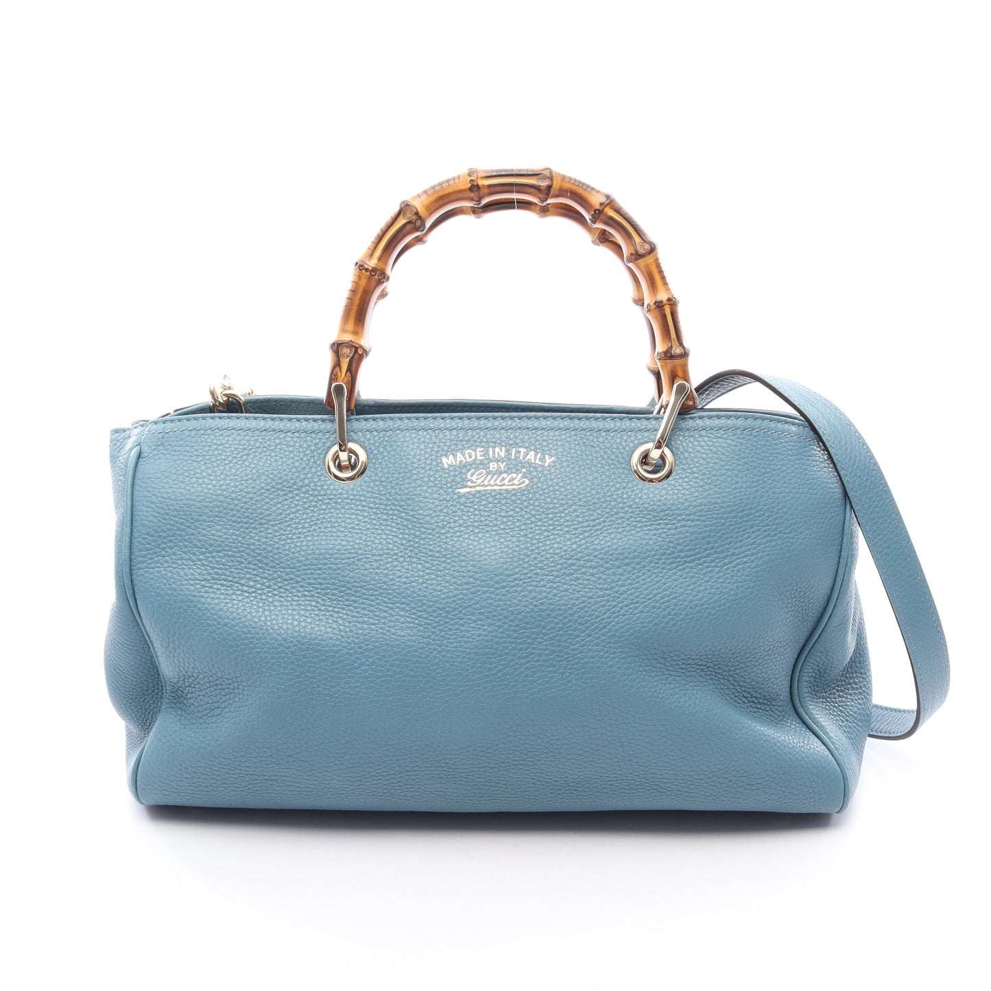 バンブー ショッパー ミディアム 2WAY ハンドバッグ トートバッグ レザー ブルー グッチ バッグ GUCCI