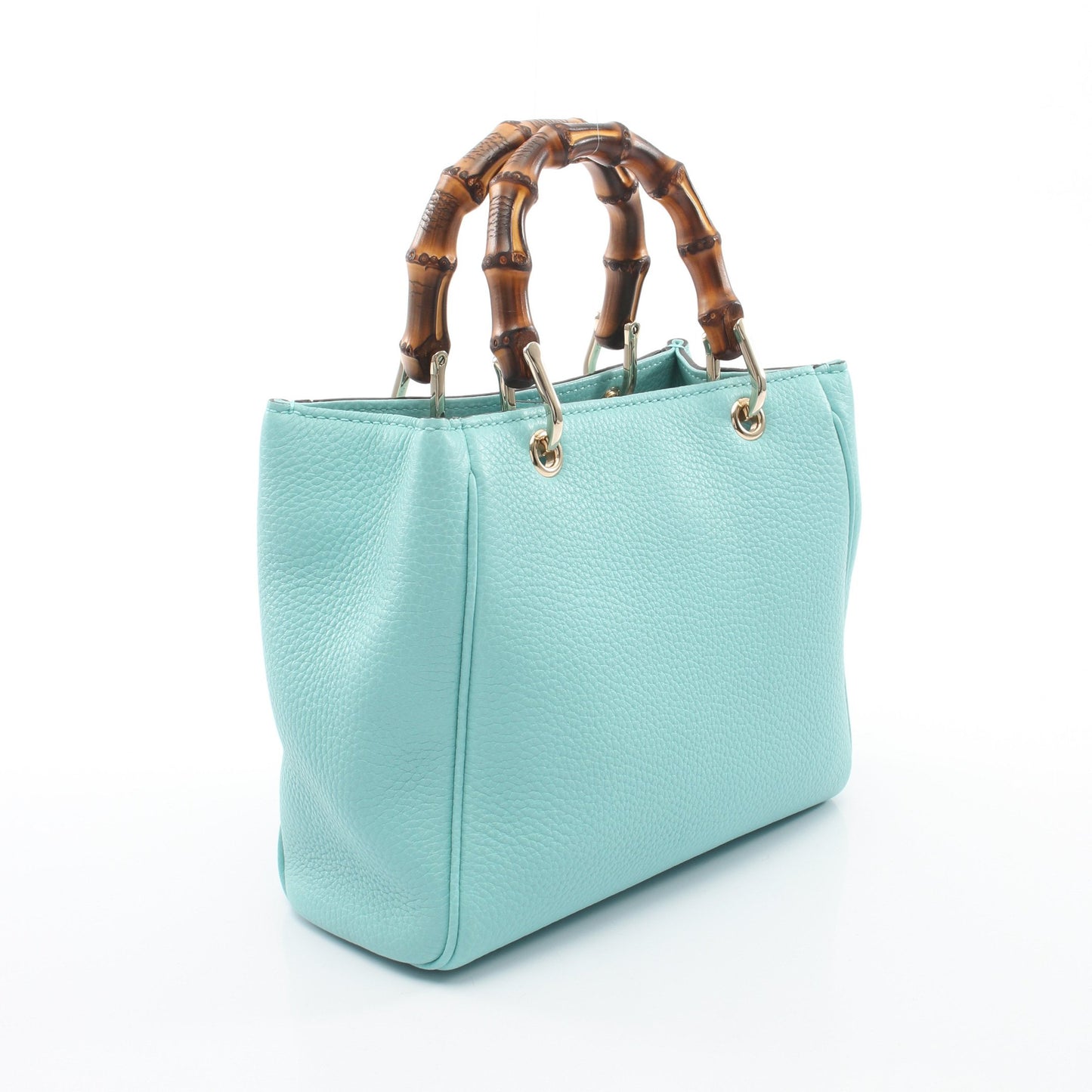 バンブー ミニショッパー 2WAY ハンドバッグ レザー ターコイズブルー グッチ バッグ GUCCI