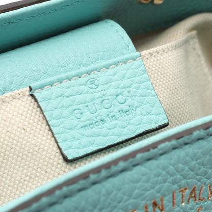 バンブー ミニショッパー 2WAY ハンドバッグ レザー ターコイズブルー グッチ バッグ GUCCI