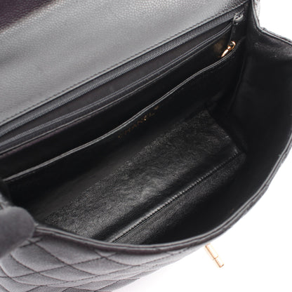 マトラッセ トップハンドルバッグ ハンドバッグ キャビアスキン ブラック ゴールド金具 シャネル バッグ CHANEL