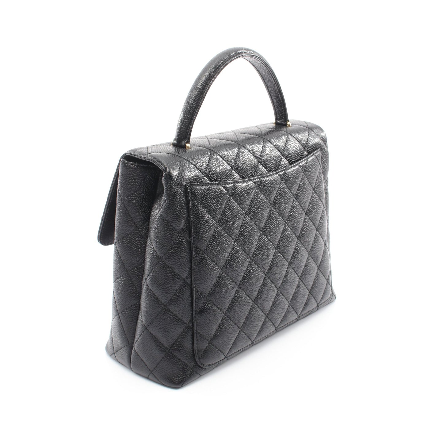 マトラッセ トップハンドルバッグ ハンドバッグ キャビアスキン ブラック ゴールド金具 シャネル バッグ CHANEL