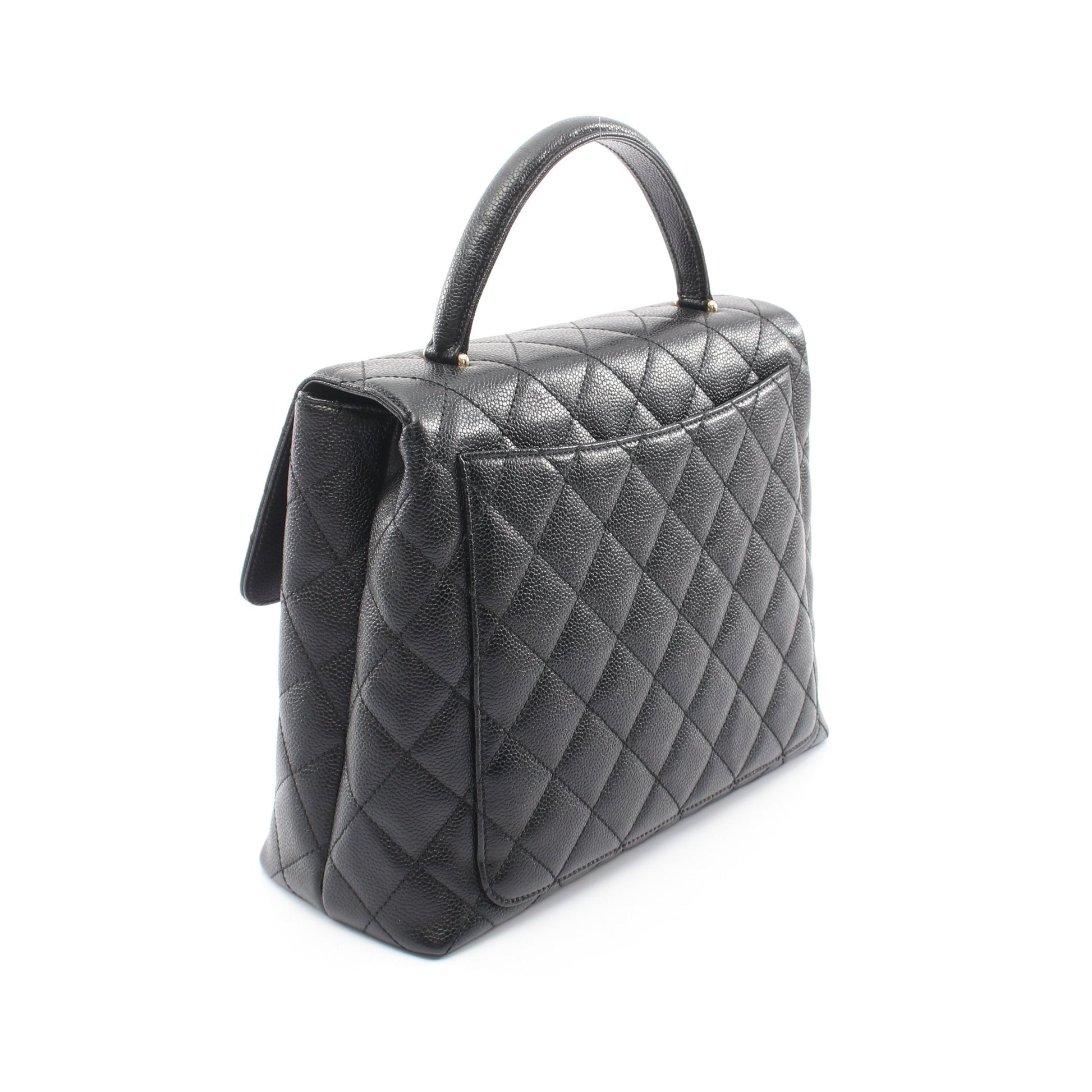 マトラッセ トップハンドルバッグ ハンドバッグ キャビアスキン ブラック ゴールド金具 シャネル バッグ CHANEL