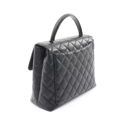 マトラッセ トップハンドルバッグ ハンドバッグ キャビアスキン ブラック ゴールド金具 シャネル バッグ CHANEL