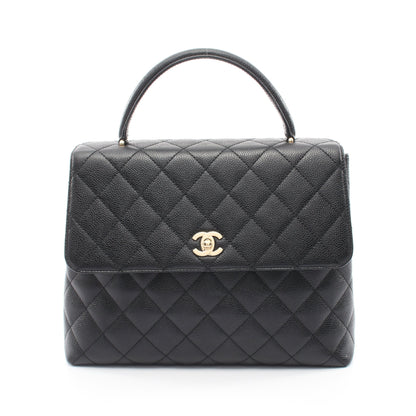 マトラッセ トップハンドルバッグ ハンドバッグ キャビアスキン ブラック ゴールド金具 シャネル バッグ CHANEL