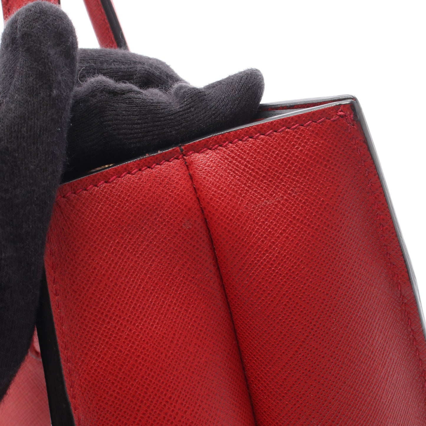 SAFFIANO SOFT 2WAY ハンドバッグ サフィアーノレザー レッド プラダ バッグ PRADA