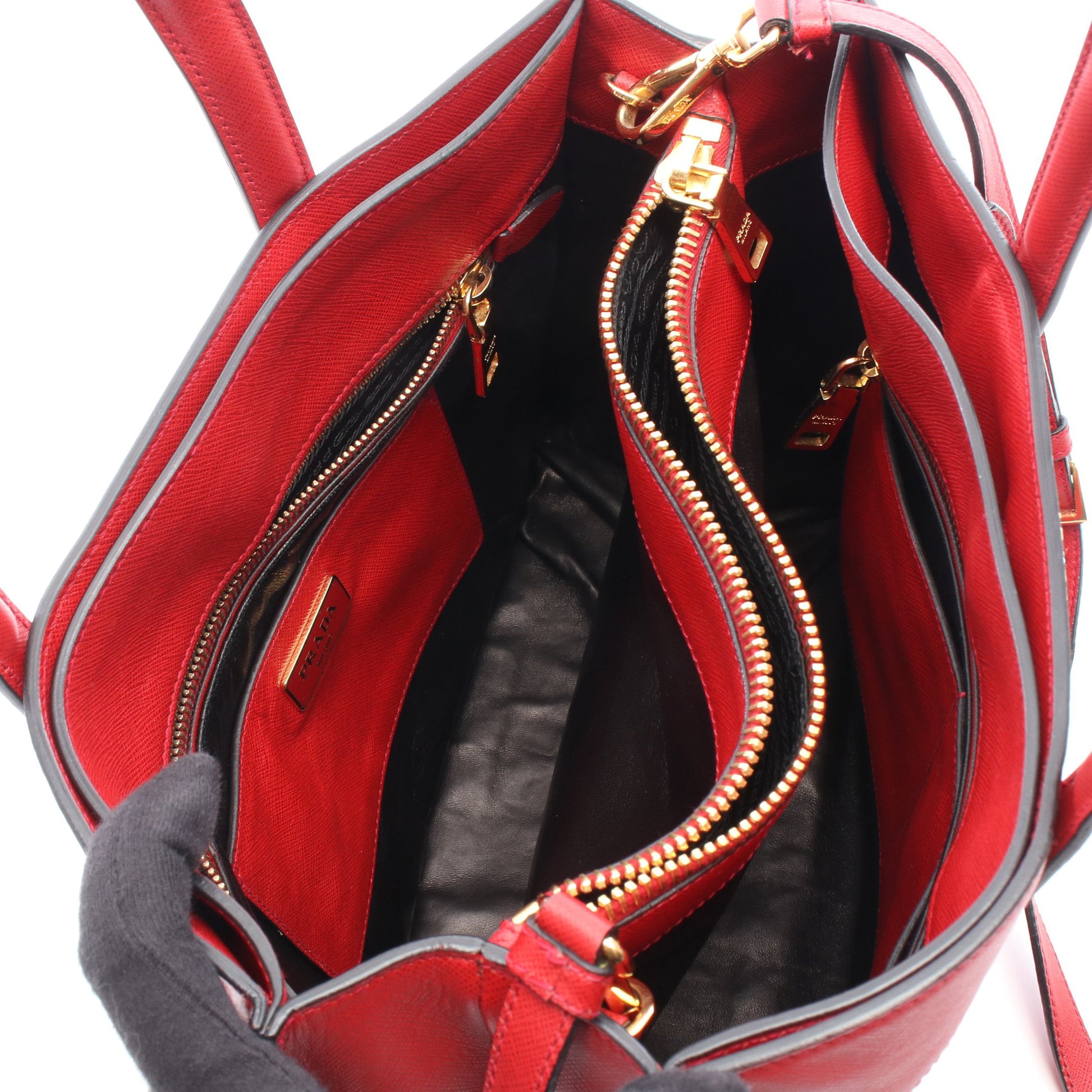 SAFFIANO SOFT 2WAY ハンドバッグ サフィアーノレザー レッド プラダ バッグ PRADA