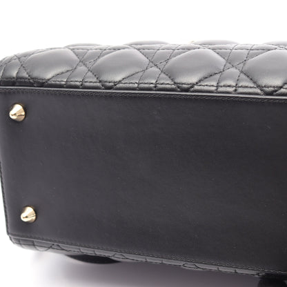 LADY DIOR レディディオール ミディアム カナージュ 2WAY ハンドバッグ レザー ブラック クリスチャンディオール バッグ Christian Dior