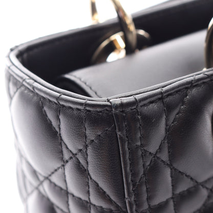 LADY DIOR レディディオール ミディアム カナージュ 2WAY ハンドバッグ レザー ブラック クリスチャンディオール バッグ Christian Dior