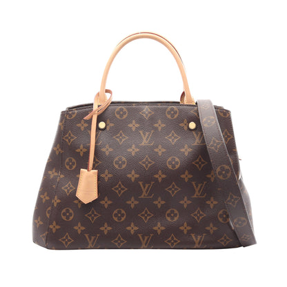 モンテーニュMM モノグラム 2WAY ハンドバッグ PVC レザー ブラウン ルイヴィトン バッグ LOUIS VUITTON