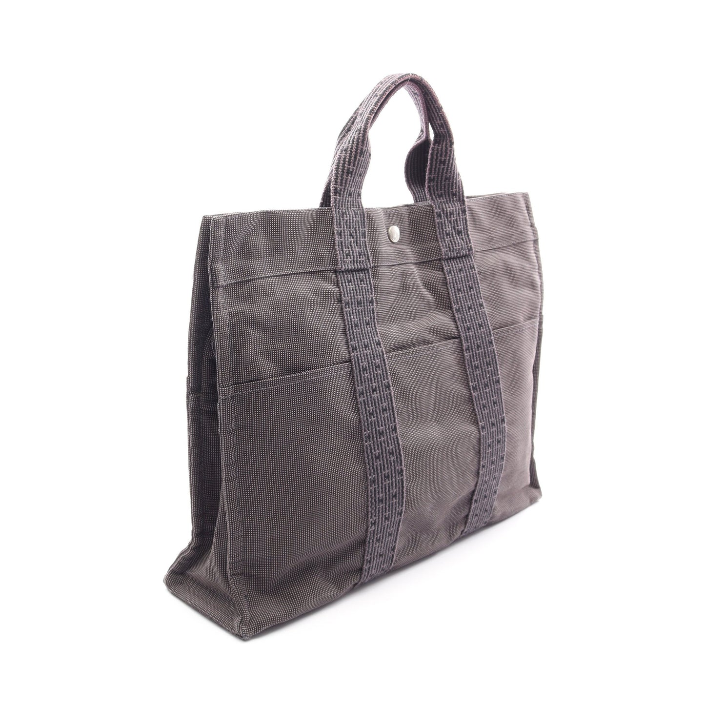エールラインMM ハンドバッグ トートバッグ ナイロンキャンバス ダークグレー シルバー金具 エルメス バッグ HERMES