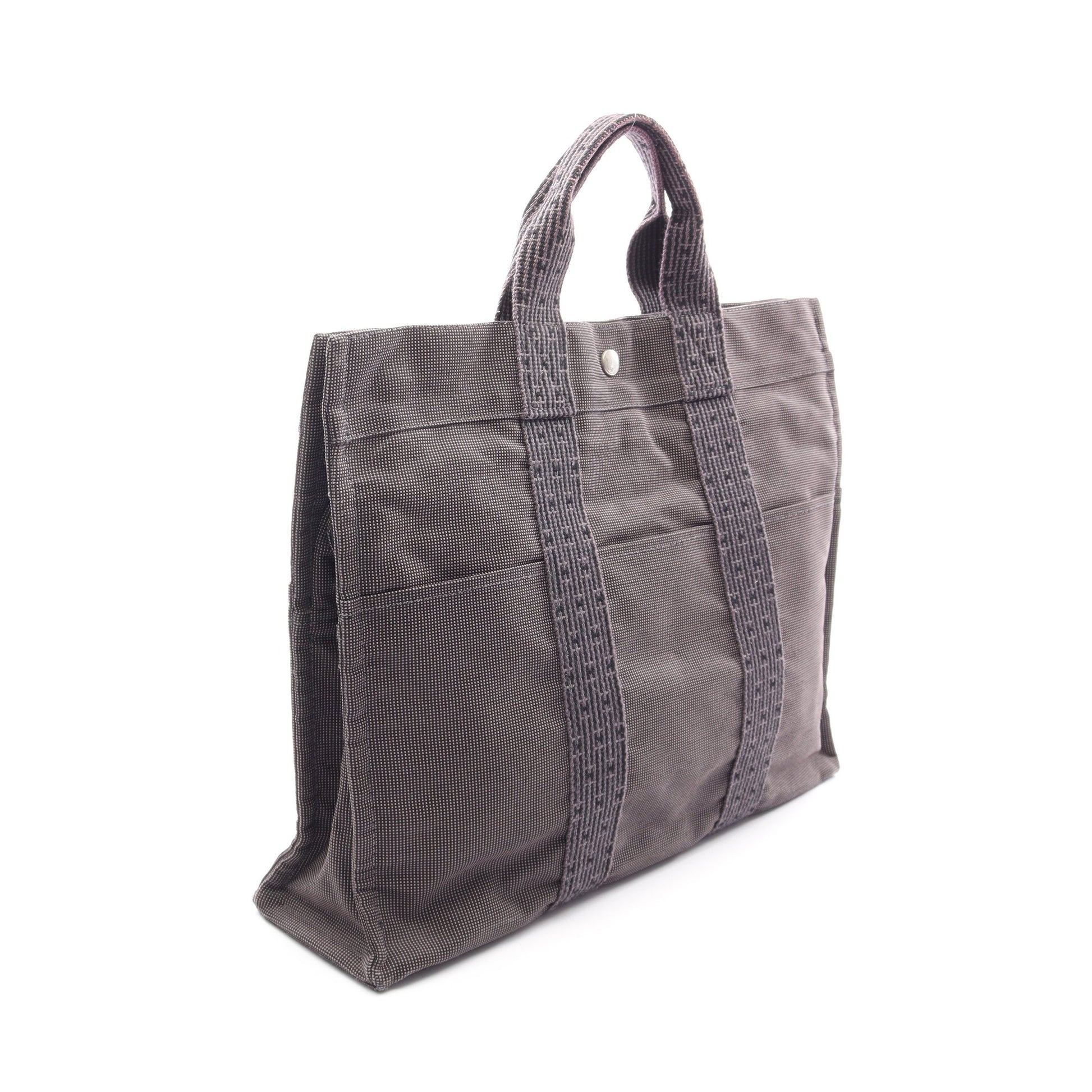 エールラインMM ハンドバッグ トートバッグ ナイロンキャンバス ダークグレー シルバー金具 エルメス バッグ HERMES